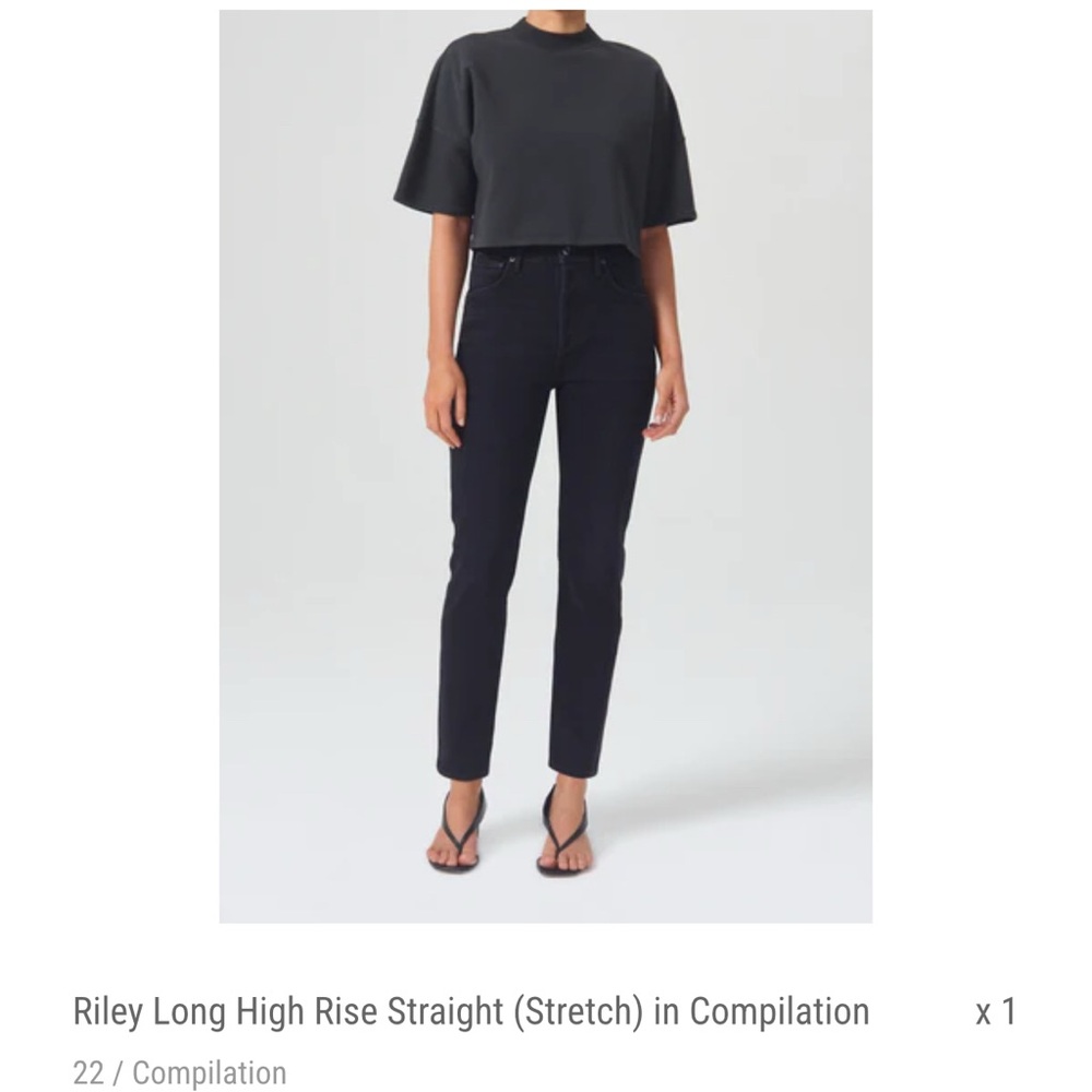 Agolde Riley High Rise Straight Jeans - Black - size 22